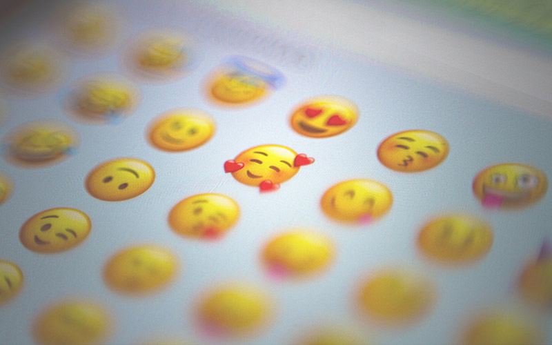 Close up of emoji menu on a screen