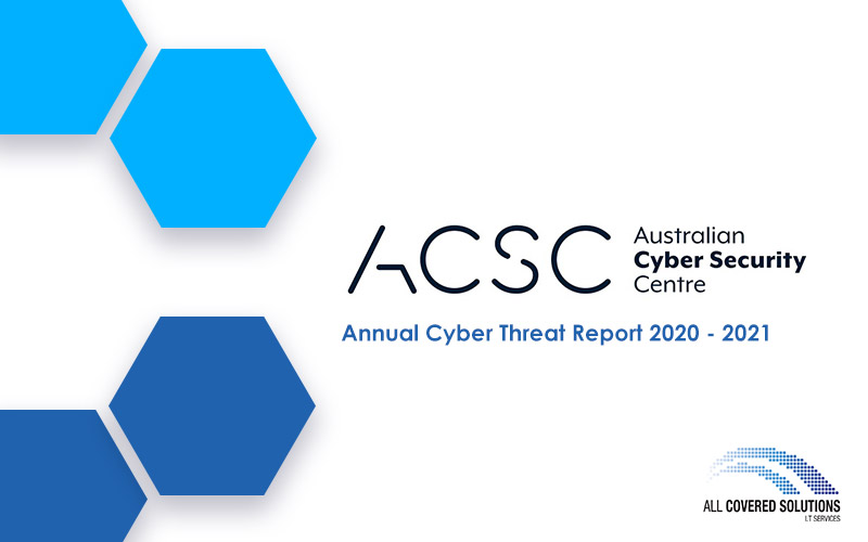 Australian Cyber Security Centre logo with text "Annual Cyber Threat Report 2020-2021"
