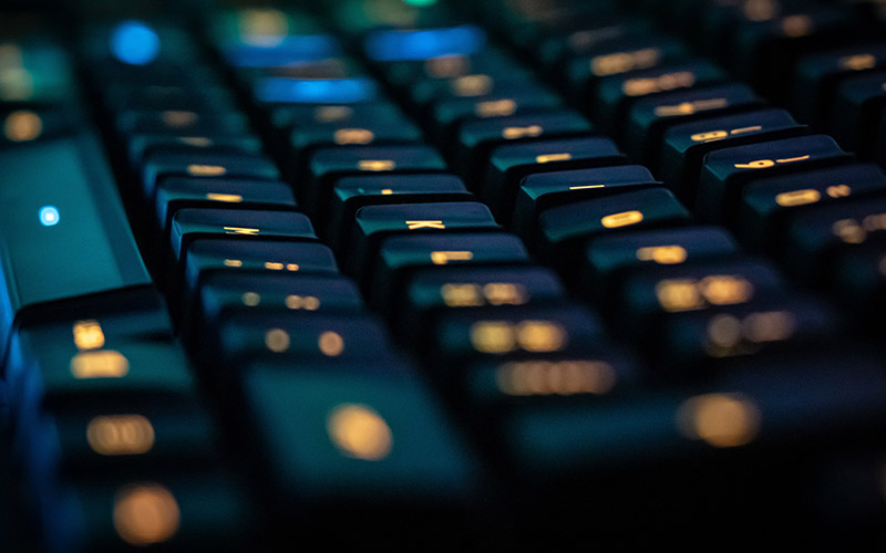 Close up of illuminated keyboard